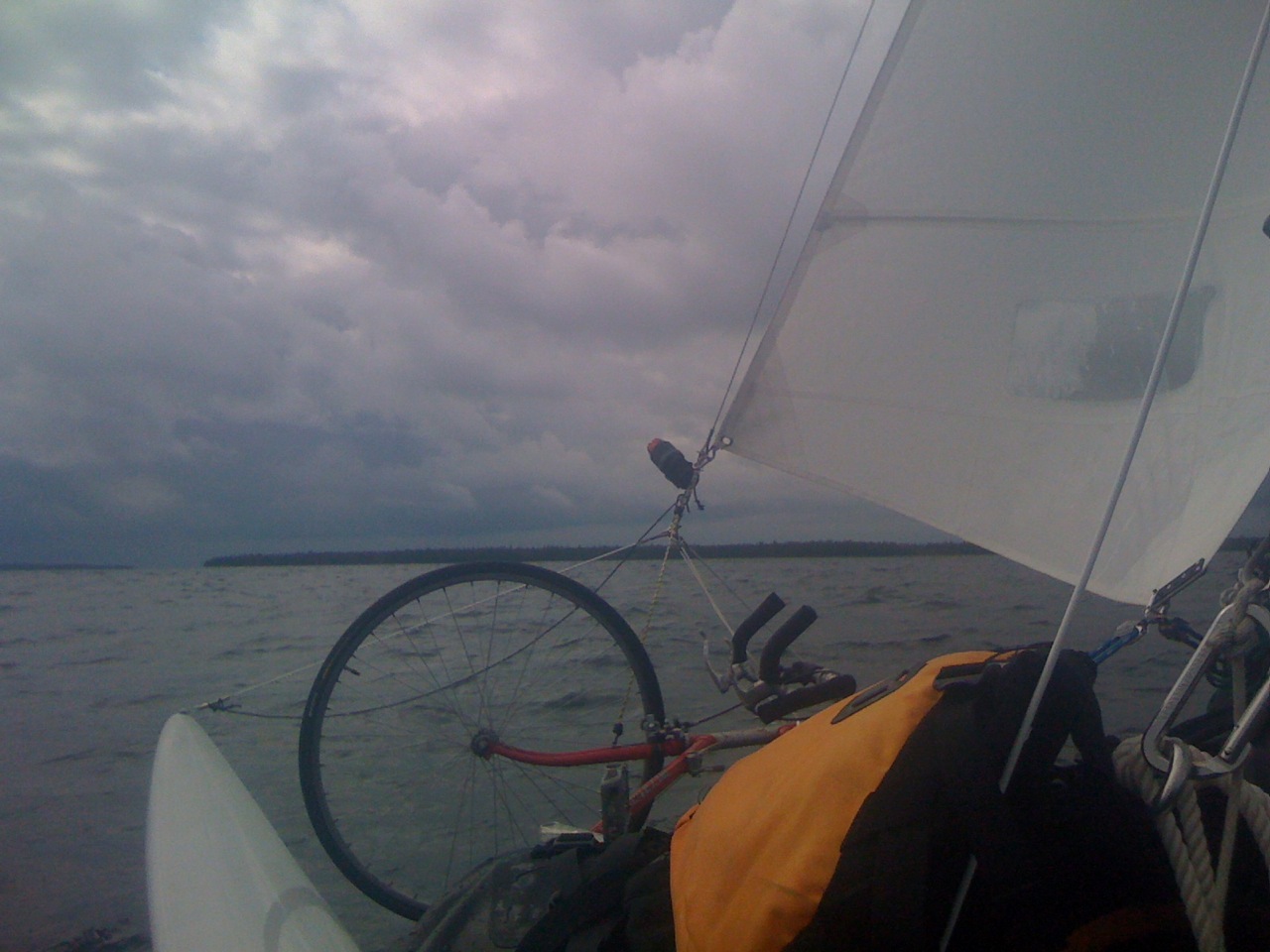 An ominous sky as I approach the Summer Islands and the crossing of the BIg Bay du Noc